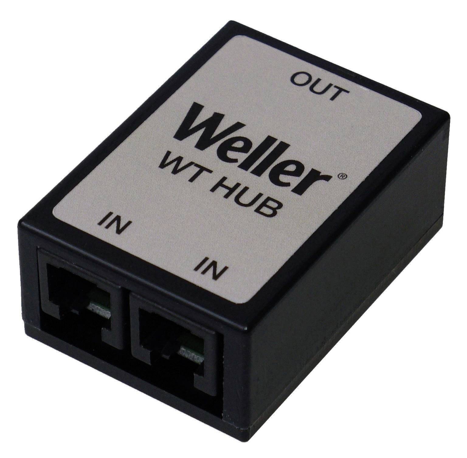 Black Weller WT HUB with two front 'IN' ports and one 'OUT' port on top.