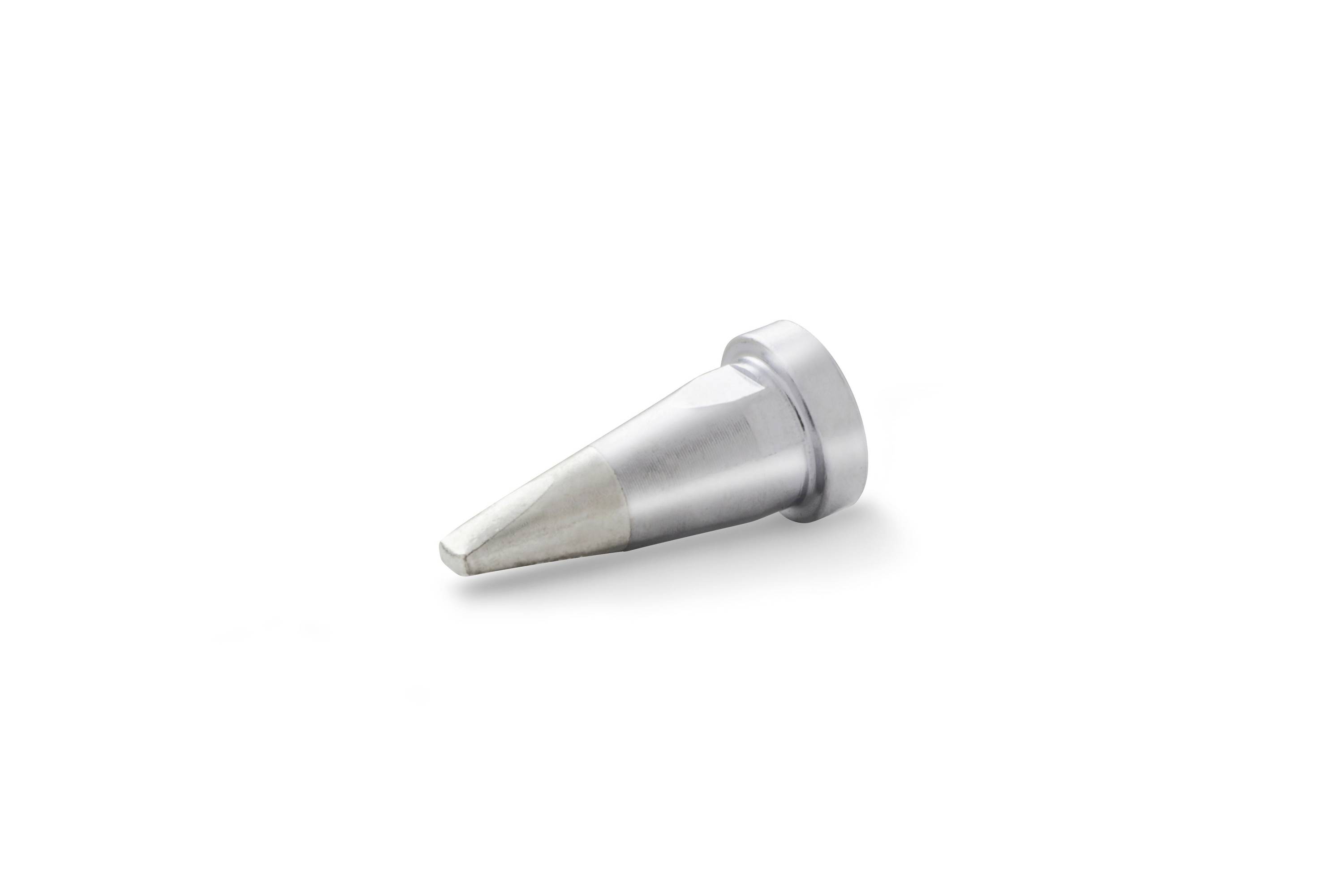 Metallic cone-shaped nozzle or tip on a white background, likely an industrial tool attachment.