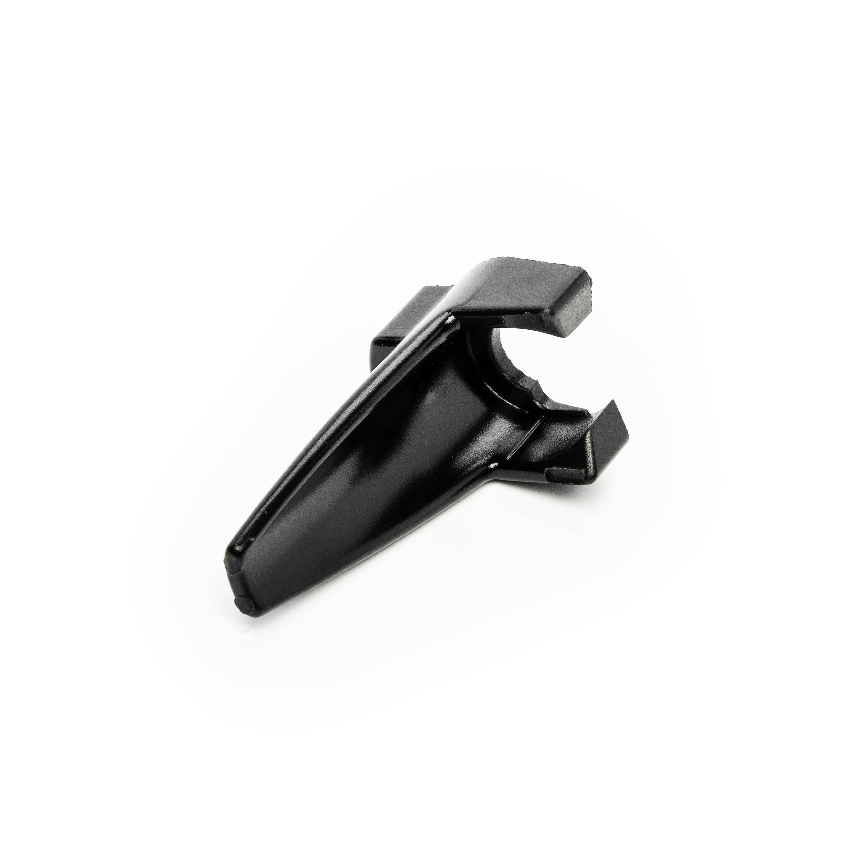 Black plastic clip or clamp isolated on a white background