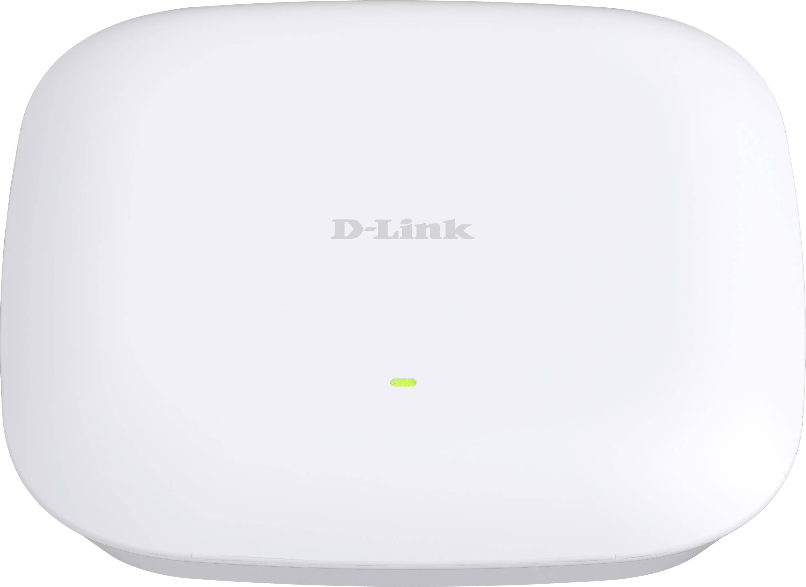White D-Link wireless access point with a single green status light on the front.