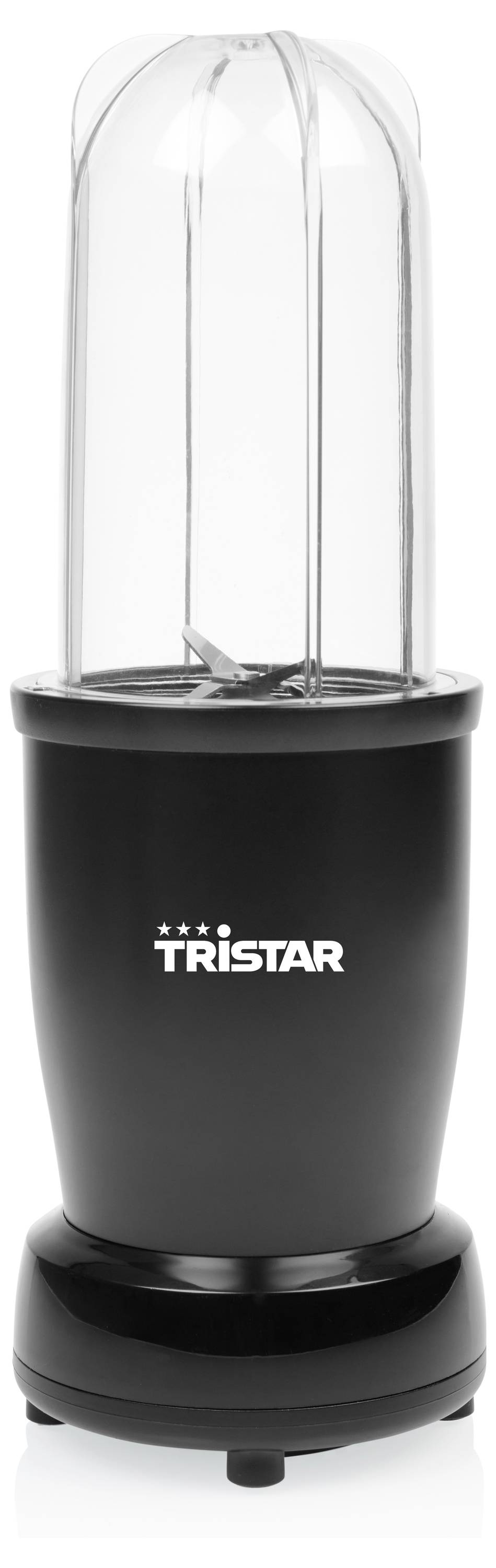 Black Tristar countertop appliance with a clear domed top and silver blades inside, shown on a white background.