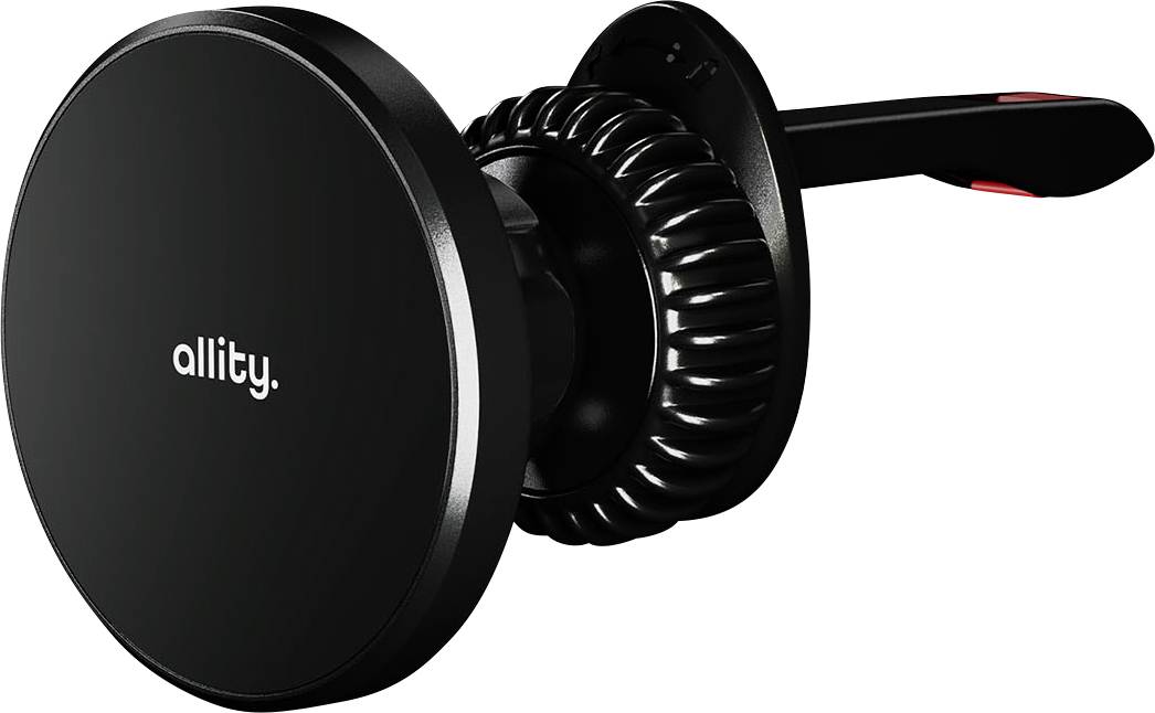 Black Allity suction-cup pull handle with coiled spring and grip lever, shown on a white background.
