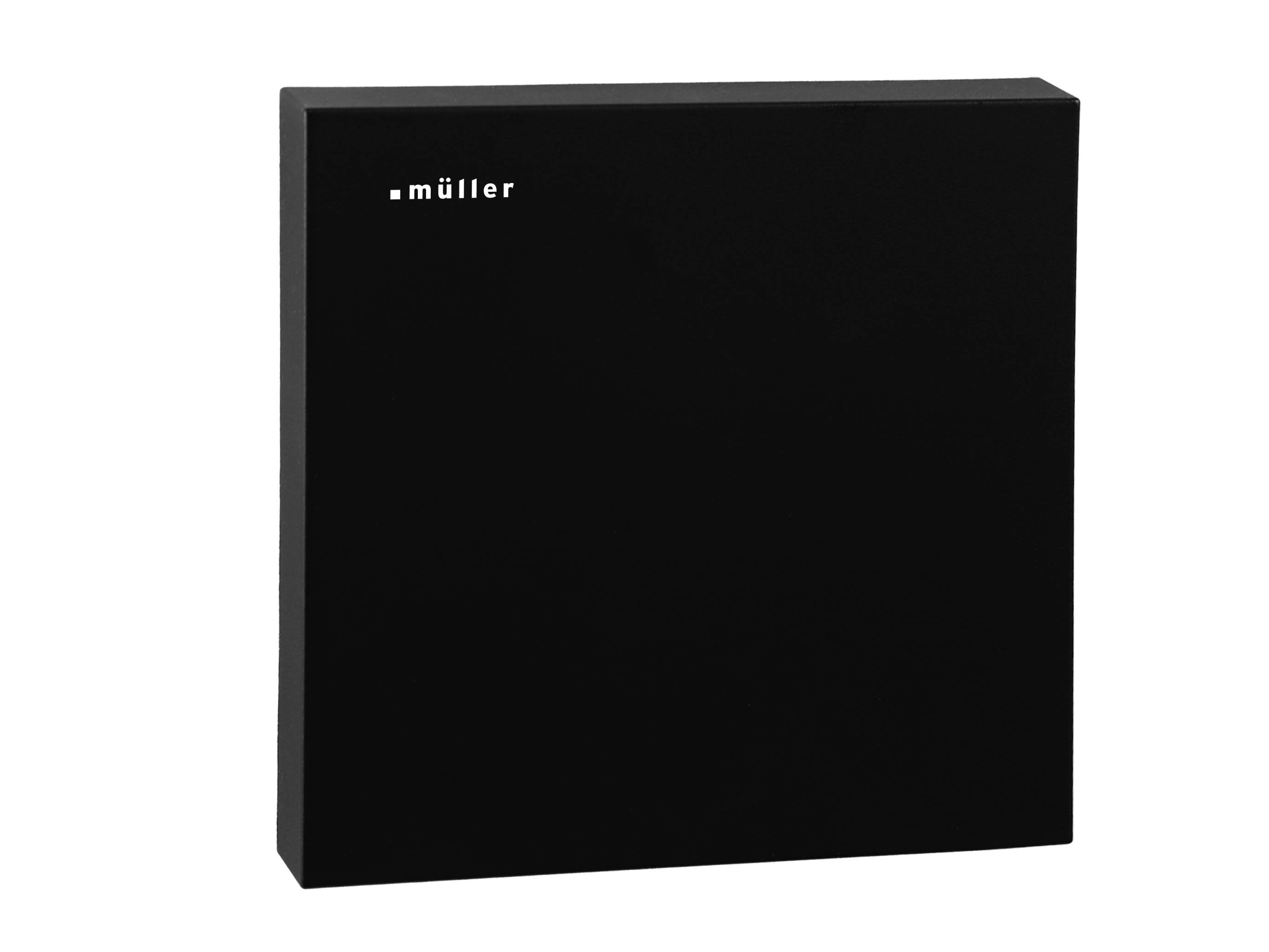 Black rectangular product box with the logo '.müller' in the top left corner.