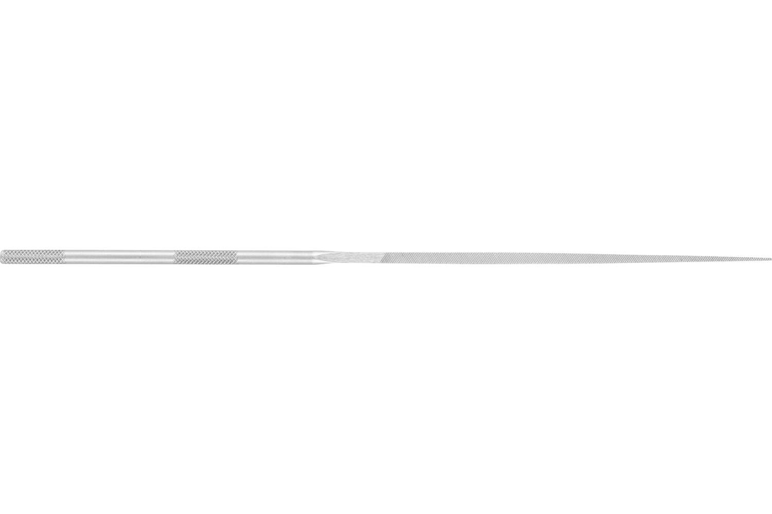 A long, thin metallic needle or pin shown horizontally on a white background.