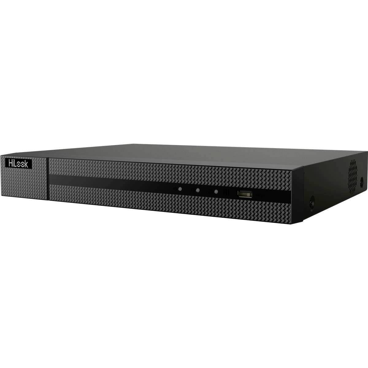Black HiLook security DVR/NVR recorder shown in perspective on a white background.
