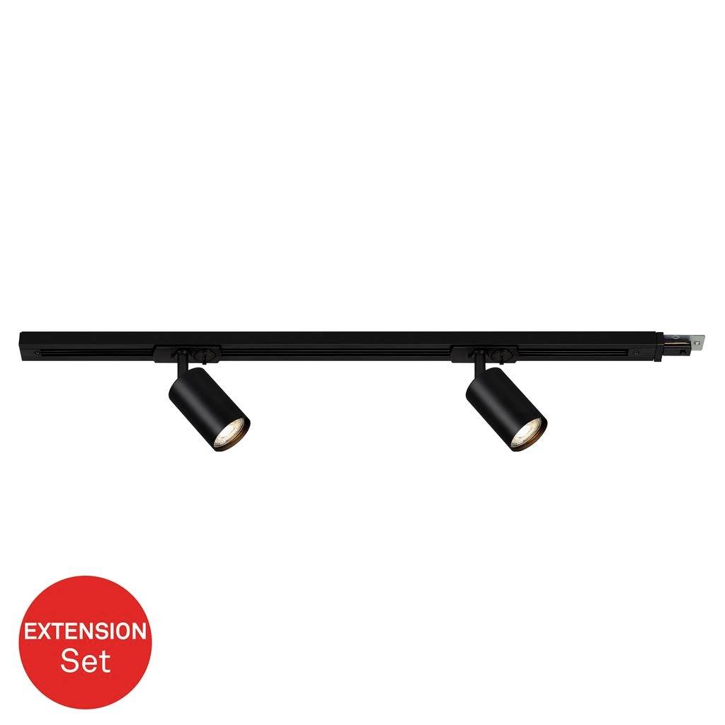 Black track lighting bar with two adjustable spotlights, labeled 'EXTENSION Set' in a red circle.