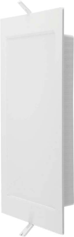 White rectangular wall vent cover or return air grille shown in side view with adjustable louvers, on a plain background
