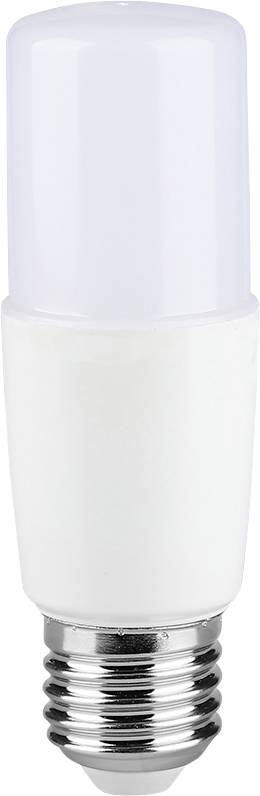 A white LED light bulb with a frosted cylindrical top and shiny silver screw base, isolated on a plain background.