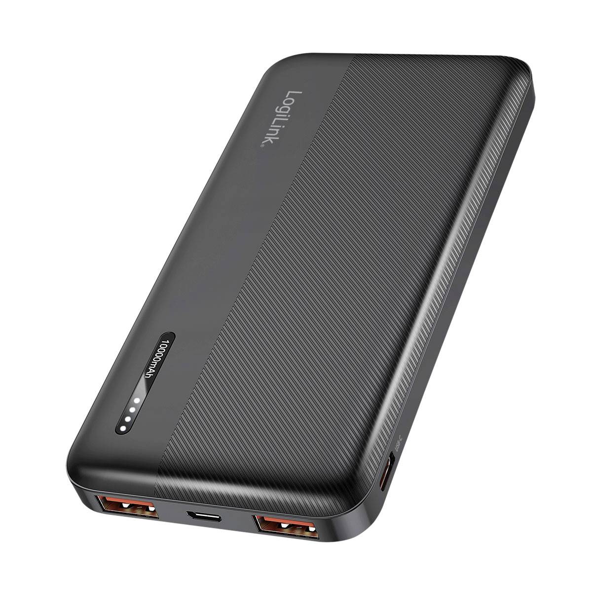 LogiLink PA0372 Power bank 10000 mAh Fast Charge Li-ion Black Status display