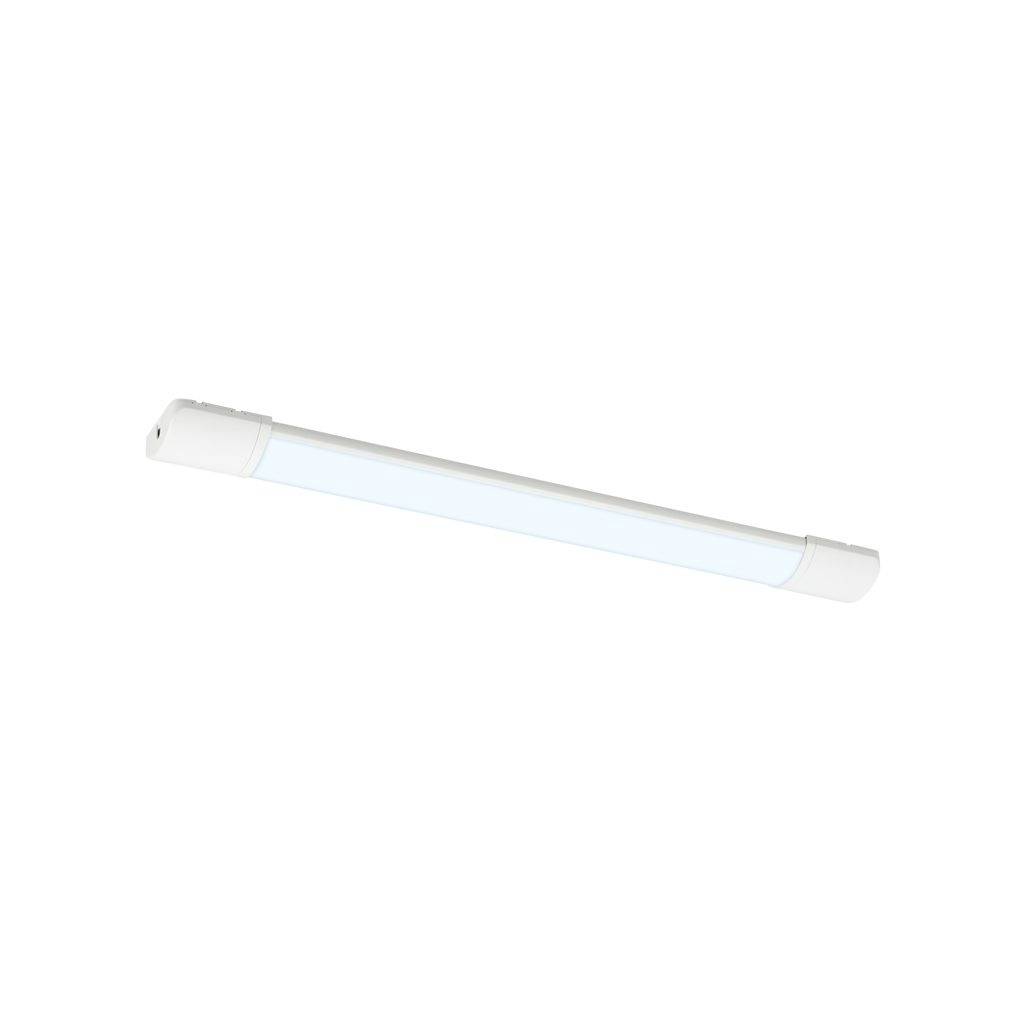A slim white LED tube light fixture shown diagonally on a plain white background.
