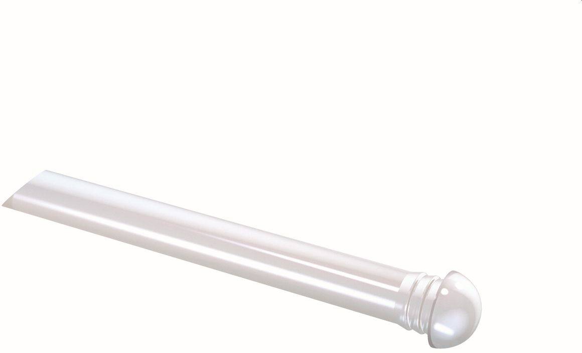 Clear glass tube with a rounded end, resembling a small test tube or vial, shown diagonally on a light gray background.