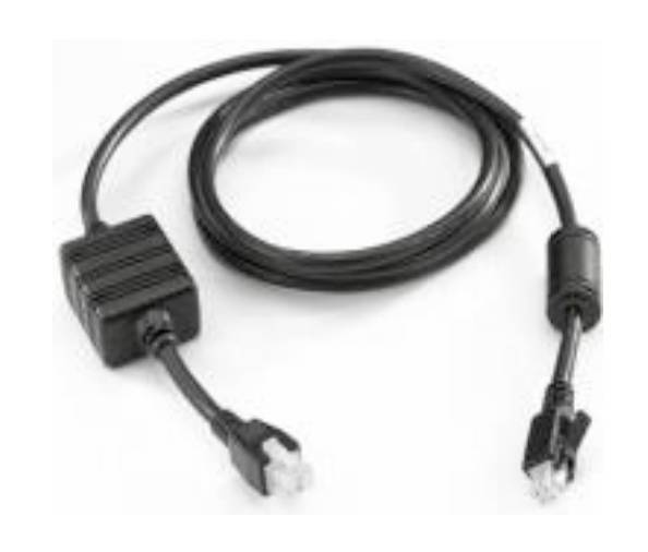 Black power cable with connectors on both ends, shown coiled on a white background.
