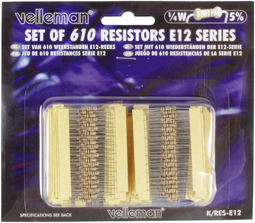 Whadda K/RES-E12 K/RES-E12 Carbon film resistor (set) Axial lead 0.25 W 5 % 1 Set