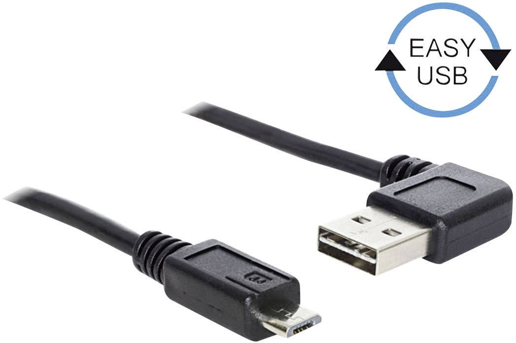 Delock USB cable USB 2.0 USB-A plug, USB Micro-B plug 2.00 m Black gold plated connectors, UL-approved 83383