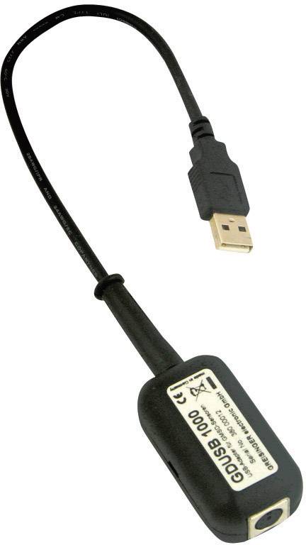 A USB audio adapter with a USB plug and a 3.5 mm audio socket, suitable for connecting audio devices to a computer.