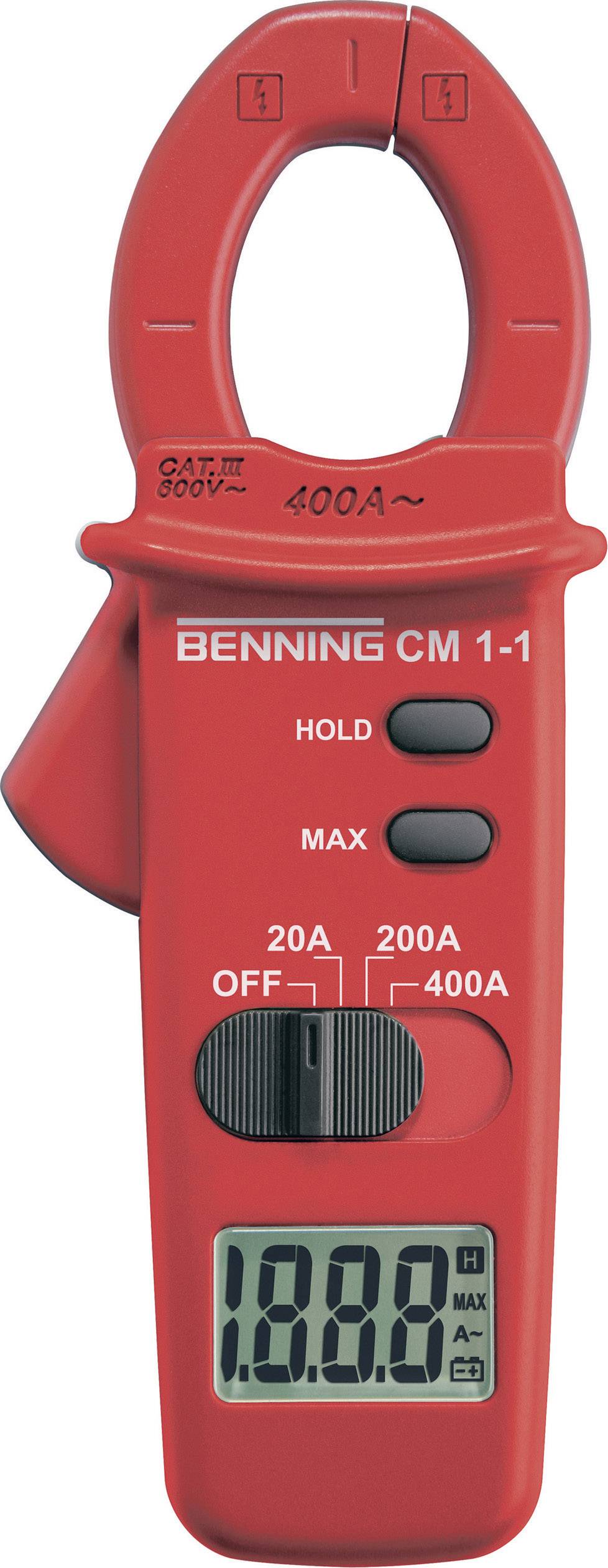 A red clamp ammeter with a digital display. It shows '188.8' and has setting options for 20A, 200A, and 400A.