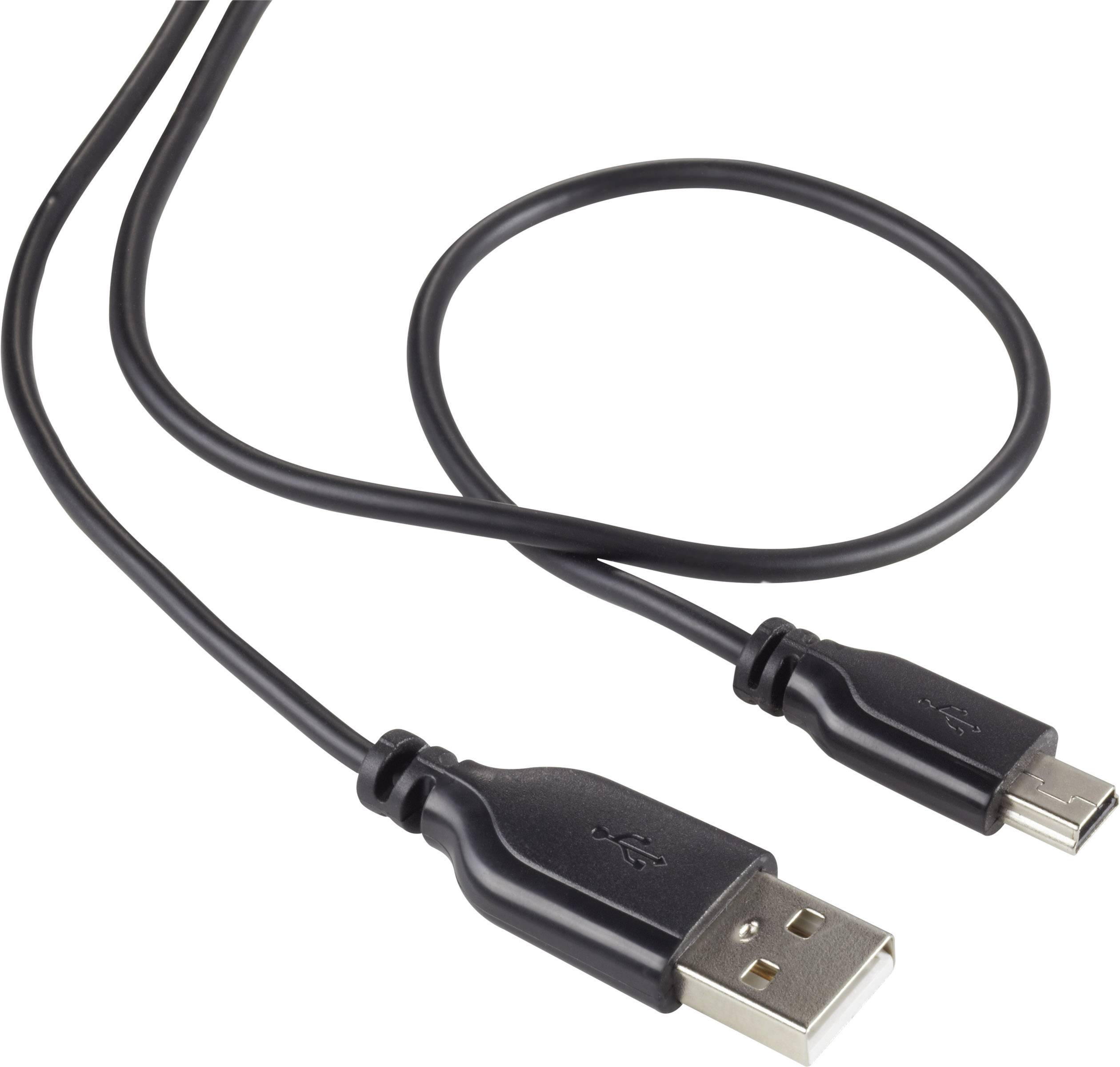 Black USB cable with USB-A and Micro-USB connectors, used for charging or data transfer between devices.