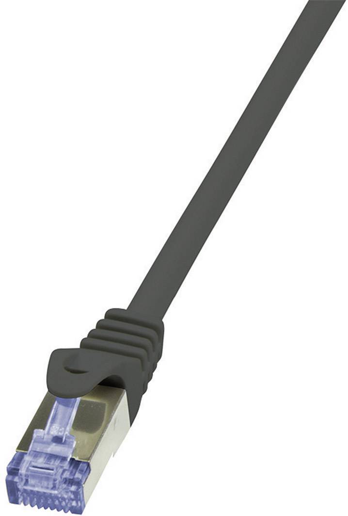 A grey network cable with a transparent RJ45 plug, used for Ethernet connections.