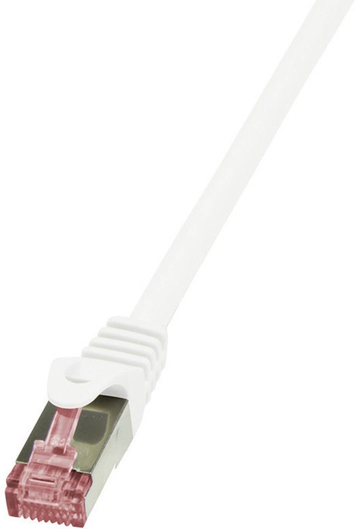 A white Ethernet cable with a red connector demonstrates the connection possibility in a network.