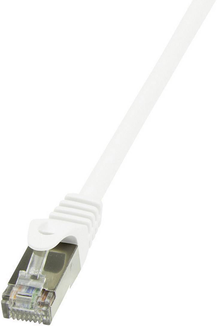 A white Ethernet cable with RJ45 connectors; used for network connections.
