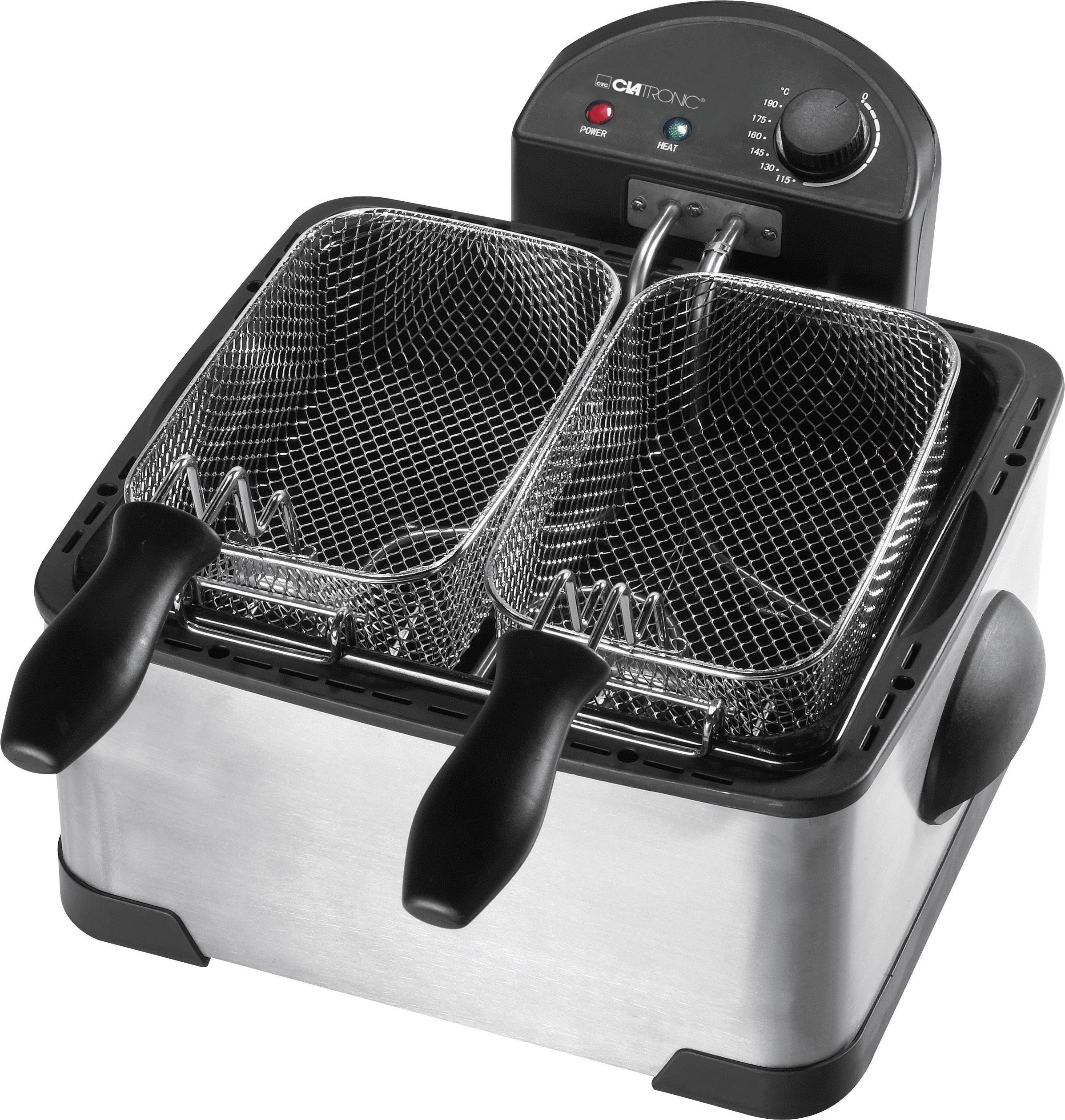 Clatronic FR 3195 Twin cold zone deep fryer 4 l 2000 W with manual temperature settings Stainless steel