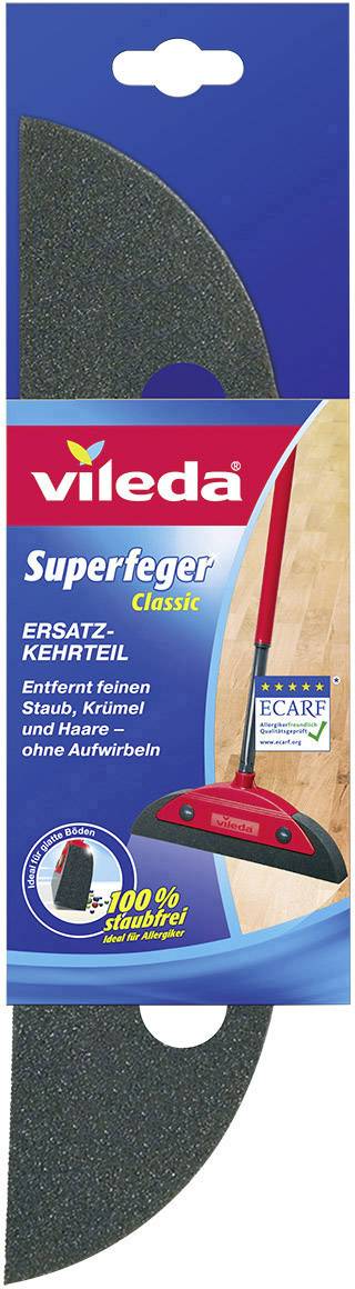 Packaging for a Vileda Superfeger Classic replacement sweeper head, showing an image of a sweeper and promising fine dust removal without dispersal.