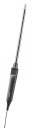 A metallic screwdriver, held vertically, with a black handle and a long, narrow tip.