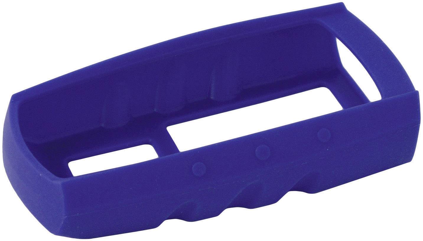 A blue silicone case with a ribbed pattern, suitable for protecting small rectangular devices.