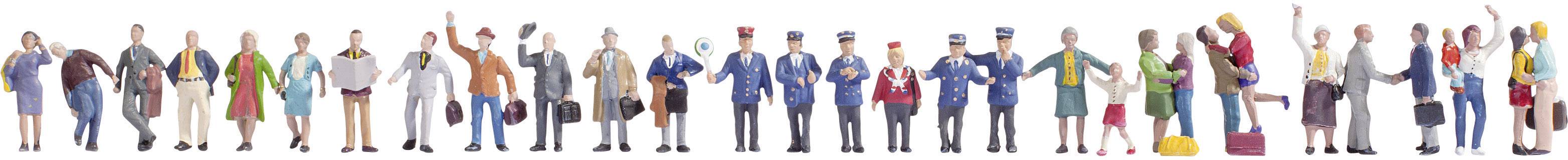 A row of figures representing different professions, such as a doctor, police officer, chef and construction worker, dressed in colourful clothing.