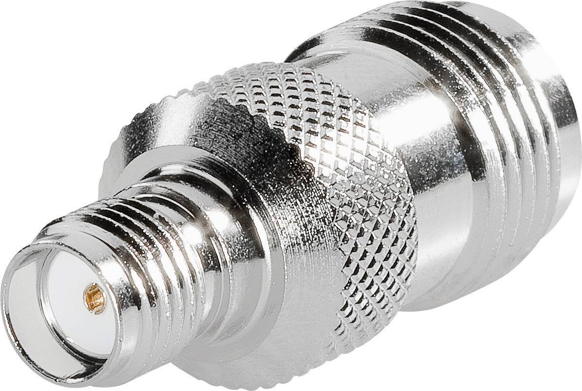 A silver, metallic adapter with a knurled handle and a cylindrical shape. It has threaded connections at one end and a smooth connection at the other end.