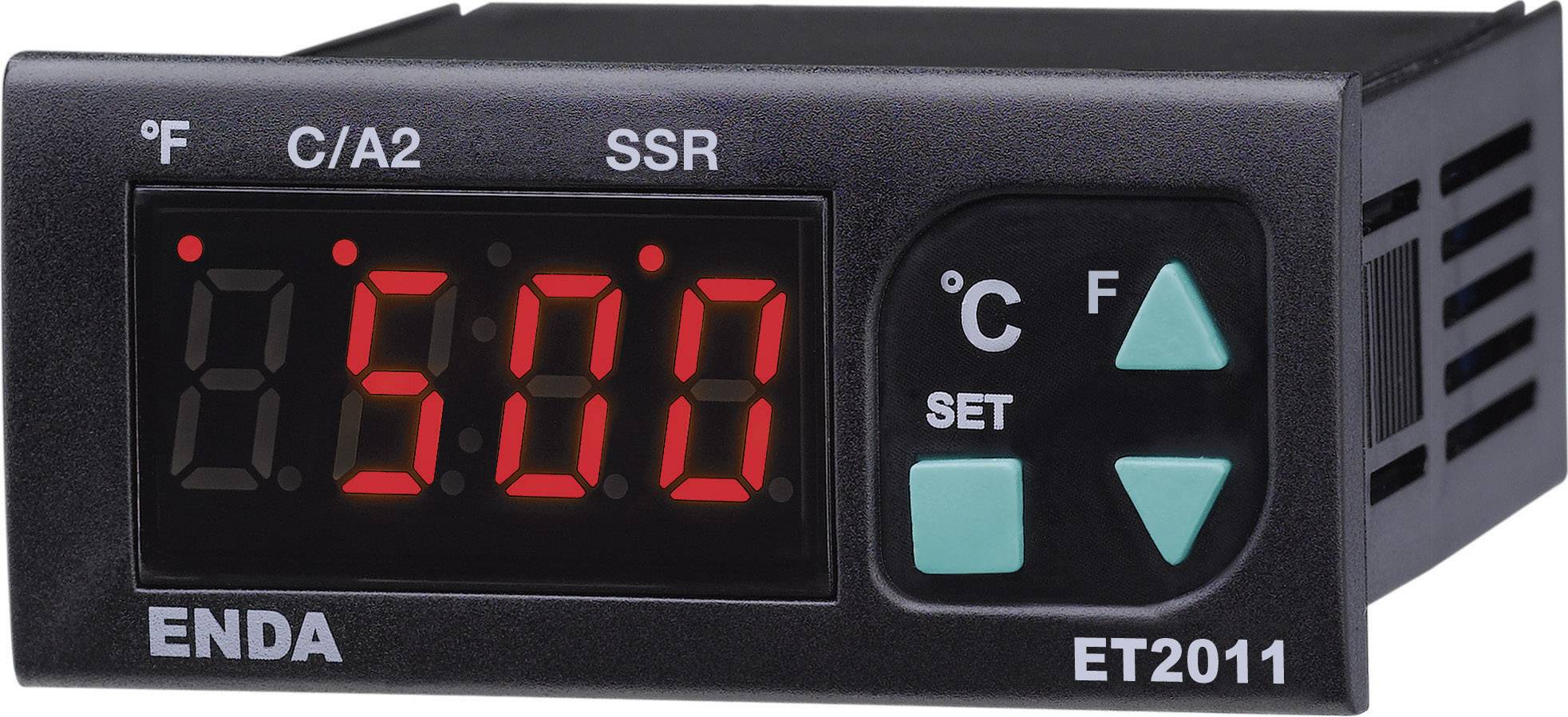 Digital Temperature Control Device 'ENDA ET2011' displays 500 degrees in Fahrenheit. Has buttons for setting Celsius, Fahrenheit and other functions.