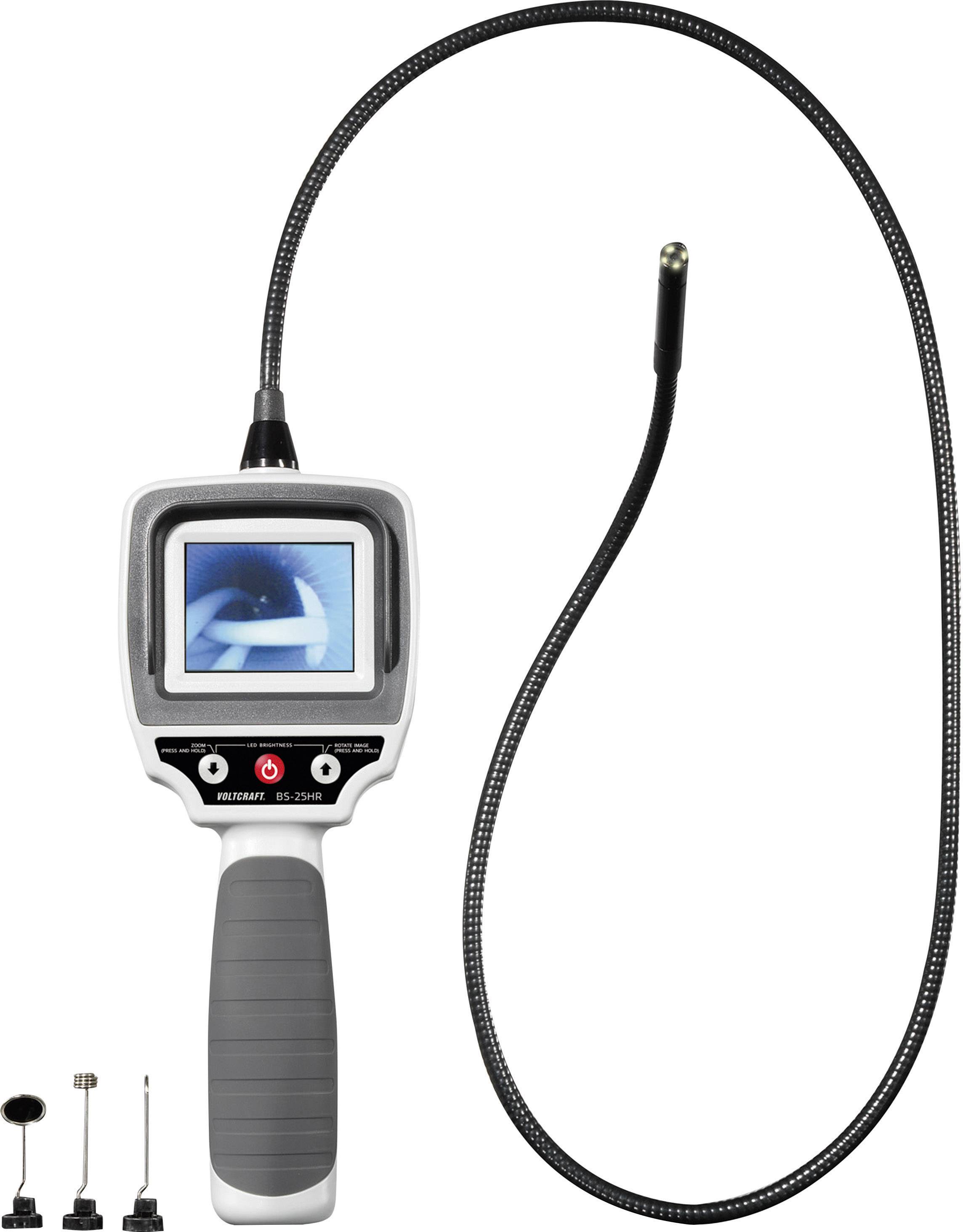 Portable inspection device with a flexible camera cable and display, suitable for exploring hard-to-reach areas.