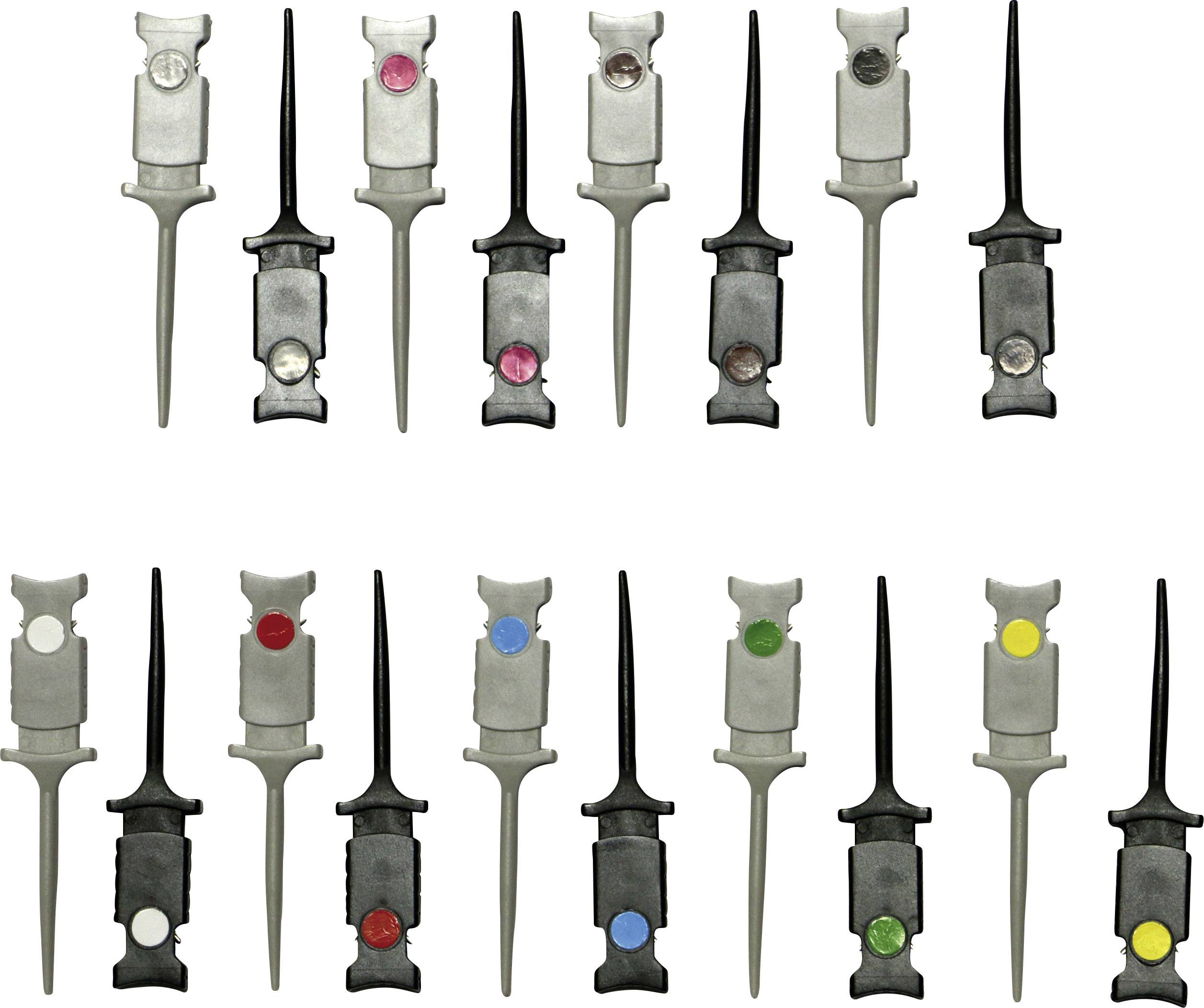 VOLTCRAFT Mini alligator test clips 0.64 mm jack connector CAT I Black, Red, Brown, Green, Yellow, Violet, Blue, White, Grey