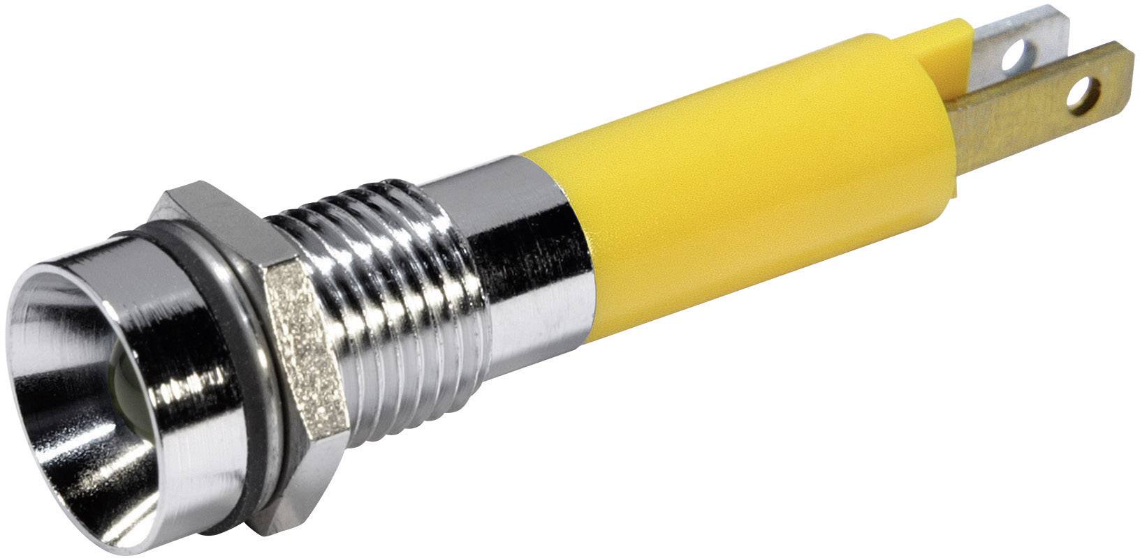 A yellow and silver metal switch with threading and two connection points, depicted against a neutral background.
