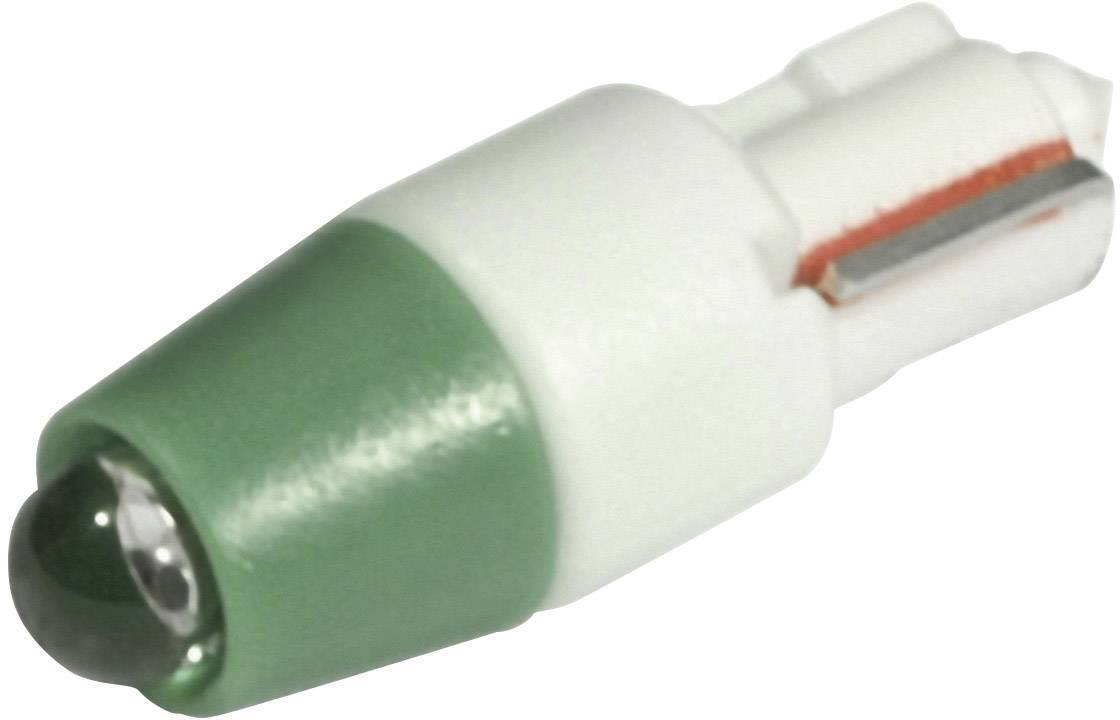 LED lamp with green head and white base in T5 design.