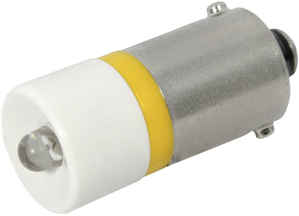 A single grey LED light bulb with a yellow ring, cylindrical shape, and white base against a white background.