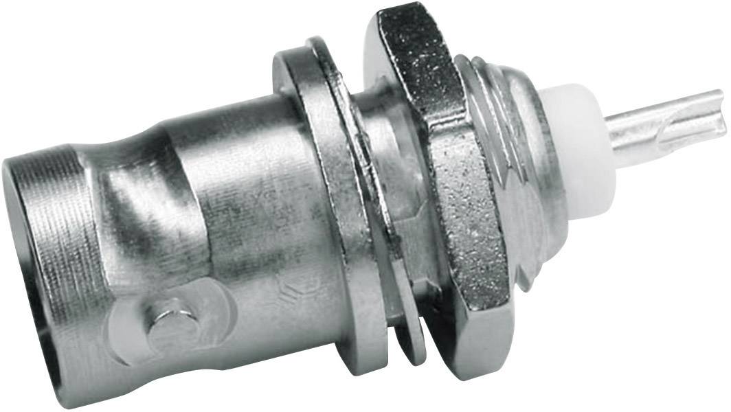 Metal spark plug connector with threading, photographed from the side.