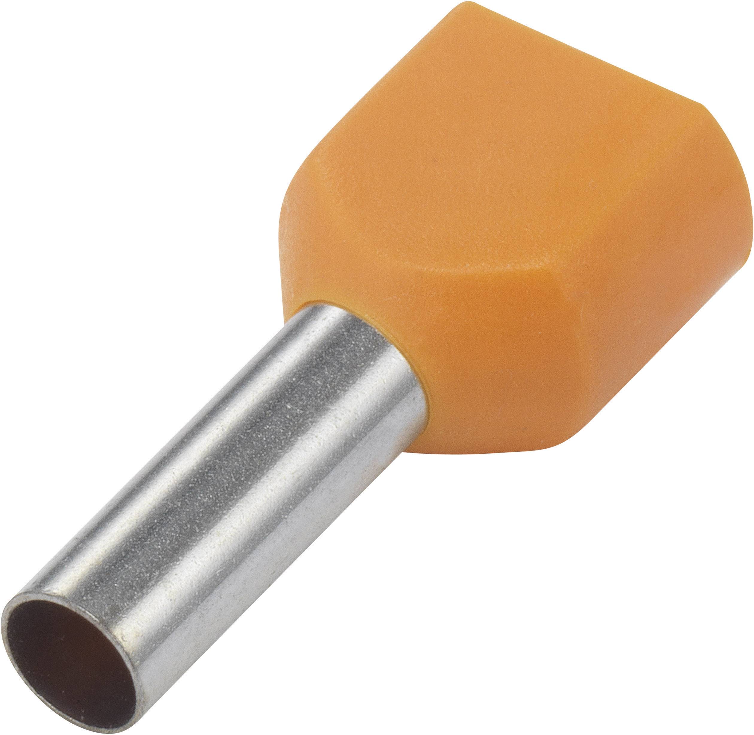 An orange cable lug with a silver metal cylinder, used for connecting or crimping cables.