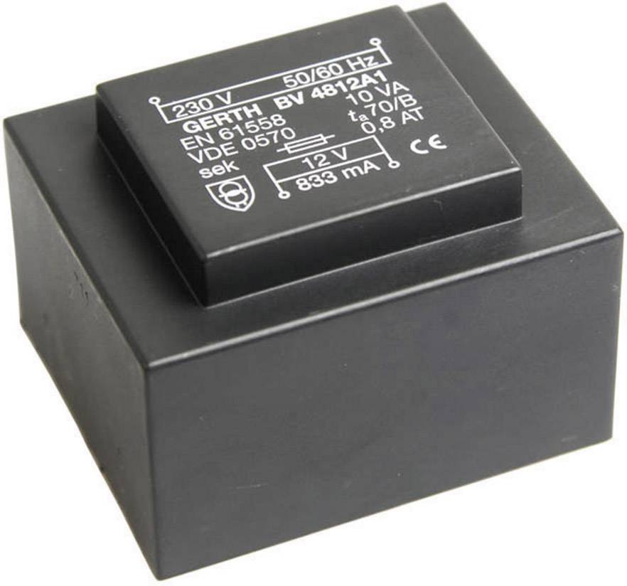Gerth PT480801 PCB mount transformer 1 x 230 V 1 x 8 V AC 10 VA 1250 mA