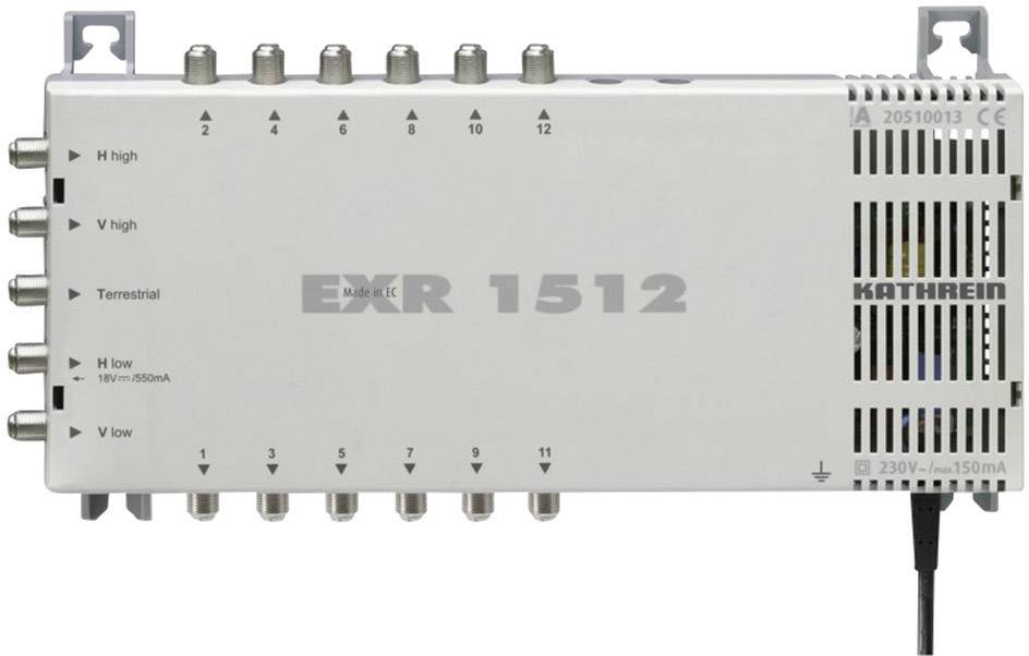 Kathrein EXR 1512 SAT multiswitch Inputs (multiswitches): 5 (4 SAT/1 terrestrial) No. of participants: 12