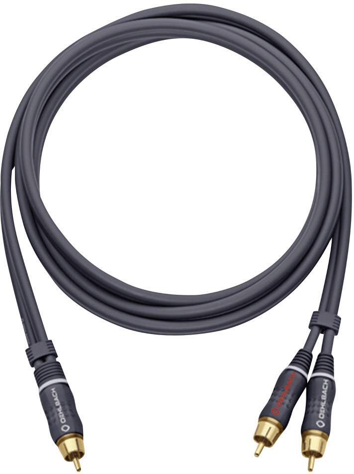 Oehlbach 23702 RCA Audio/phono Y cable [2x RCA plug (phono) - 1x RCA plug (phono)] 2.00 m Anthracite gold plated connectors