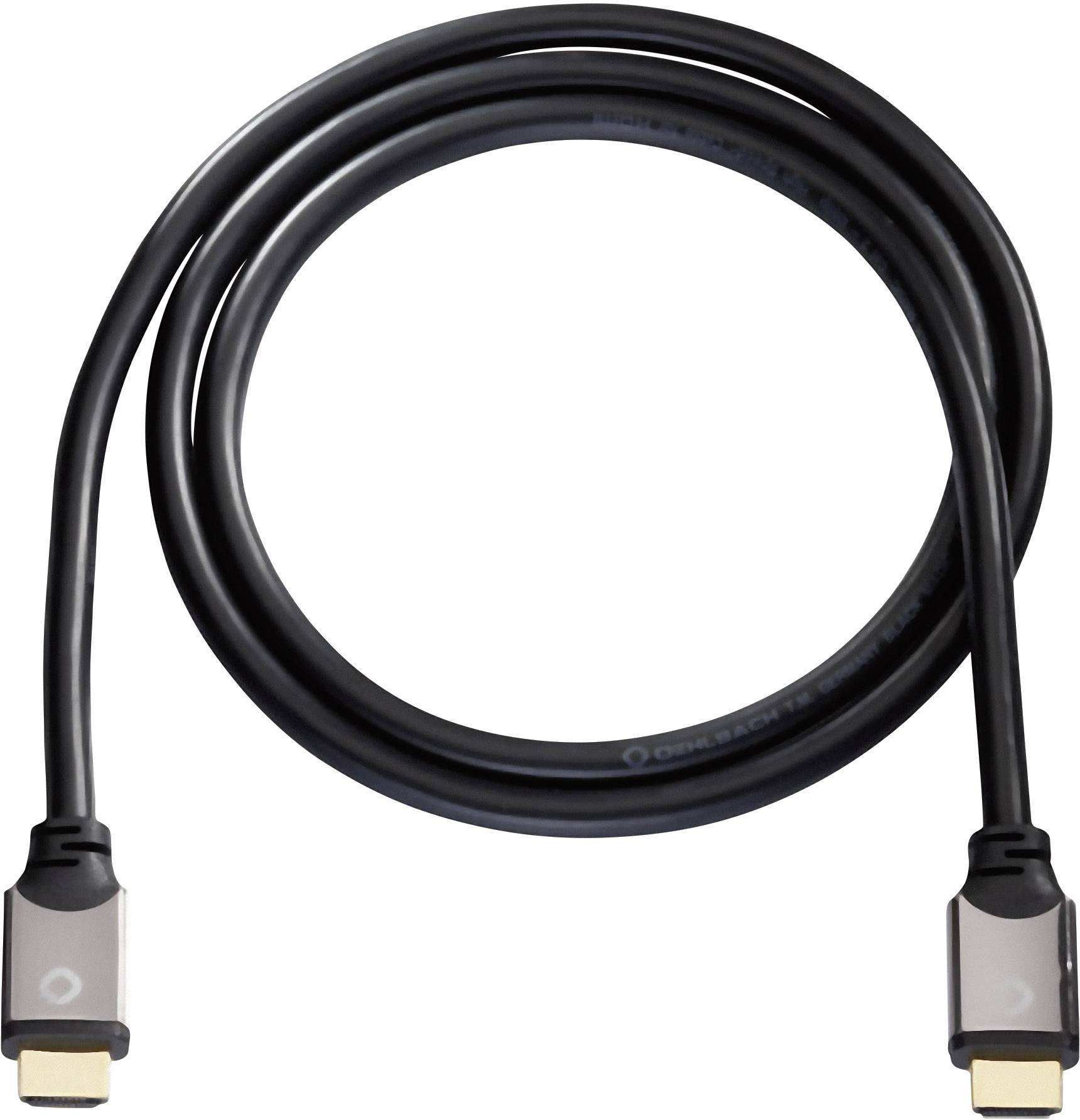 Oehlbach HDMI Cable HDMI-A plug, HDMI-A plug 7.50 m Black 92457 Audio Return Channel, gold plated connectors, Ultra HD (4k) HDMI