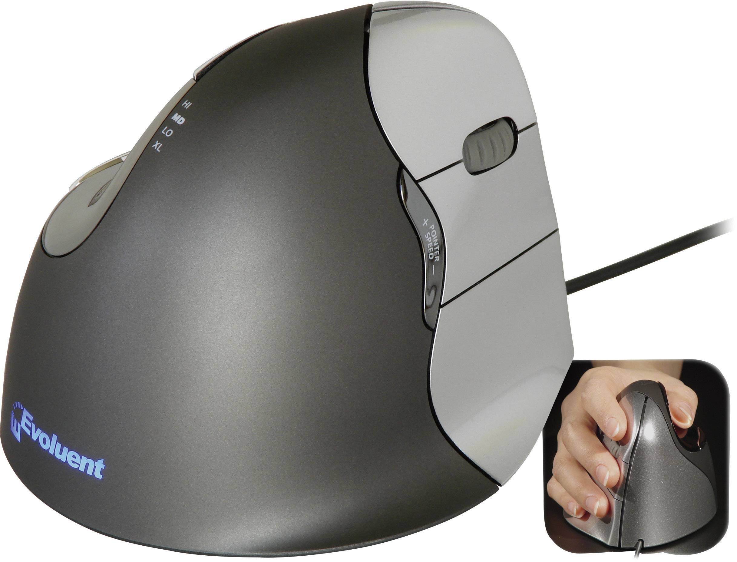 Evoluent Vertical Mouse 4 VM4R Ergonomic mouse USB Optical Black, Silver 6 Buttons 2800 dpi Ergonomic