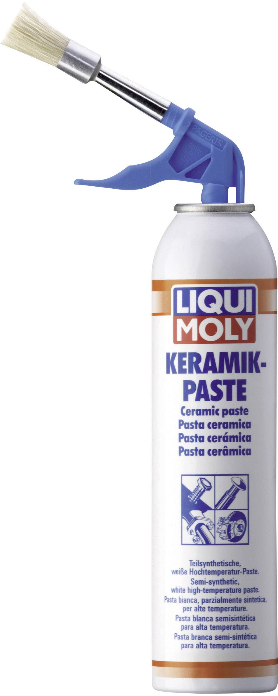 Aerosol can of 'Liqui Moly Ceramic Paste' with attached brush nozzle; ideal for lubrication purposes, reduces wear and friction.