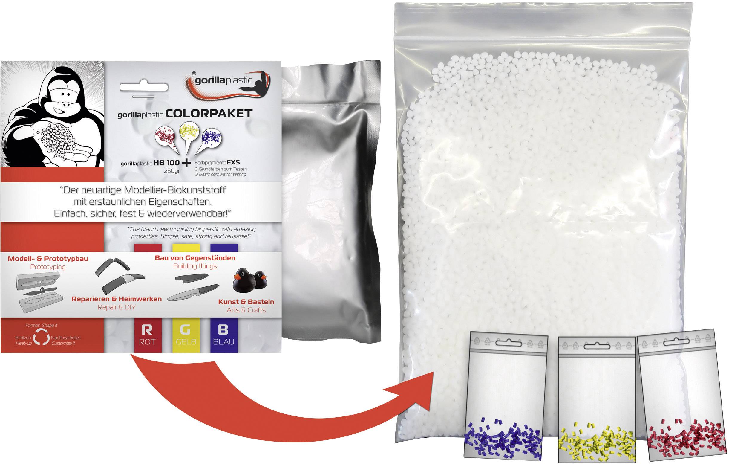 Gorilla Plastic 10123 Modelling pearl pigments Red, Green, Blue 1 Set