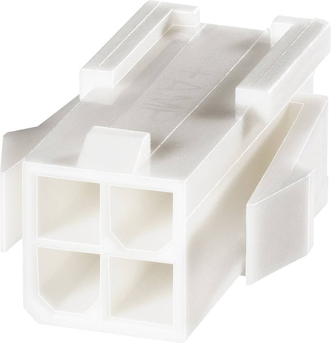White plastic connector with four square socket slots, side locking elements, and marked top surface.