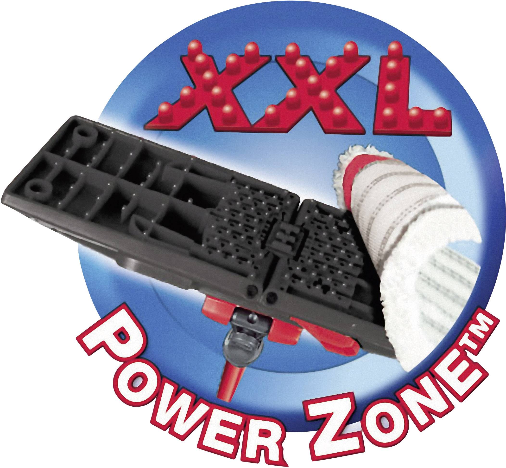 Cleaning device with a cloth, next to a blue-red logo with the words 'XXL Power Zone'.