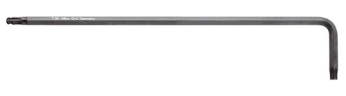 Hex key with a short arm on the right and a longer arm on the left, marked with 'Wiha Germany' on the metal shaft.