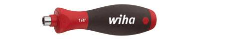 A red and black screwdriver handle with the inscription 'wiha' and size '1/4