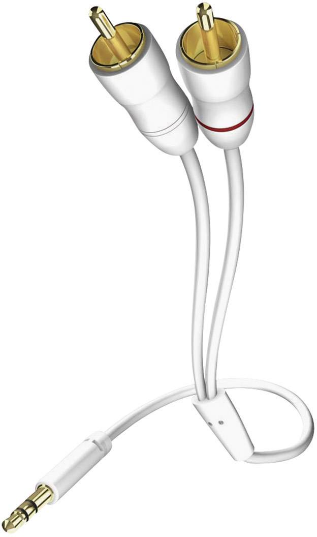 Inakustik 00310007 RCA / Jack Audio/phono Cable [2x RCA plug (phono) - 1x Jack plug 3.5 mm] 7.50 m White gold plated connectors